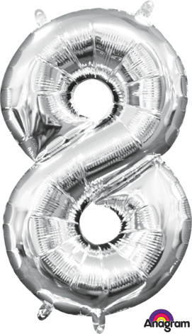 16 Inch Silver Number 8 Balloon