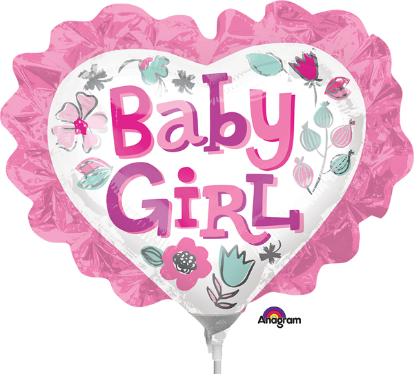 Baby Girl Floral Heart Mini Foil Balloon