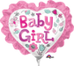 Baby Girl Floral Heart Mini Foil Balloon