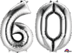 Silver Number 60 Foil Balloon, 34 Inch