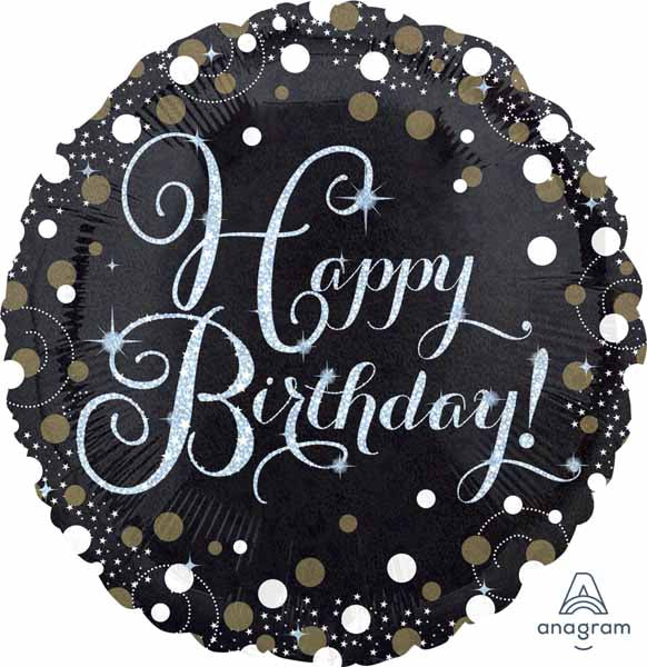Sparkling Happy Birthday Holographic Foil Balloon, 18 Inch
