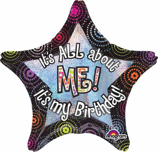 All About Me Birthday Jumbo Holographic Foil Balloon