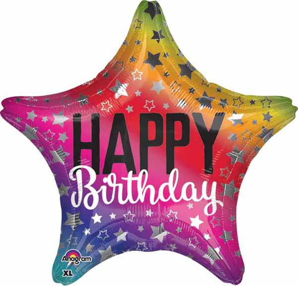 Rainbow Star Birthday Foil Balloon, 19 Inch