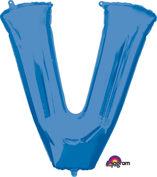 32-Inch Blue Letter V Balloon