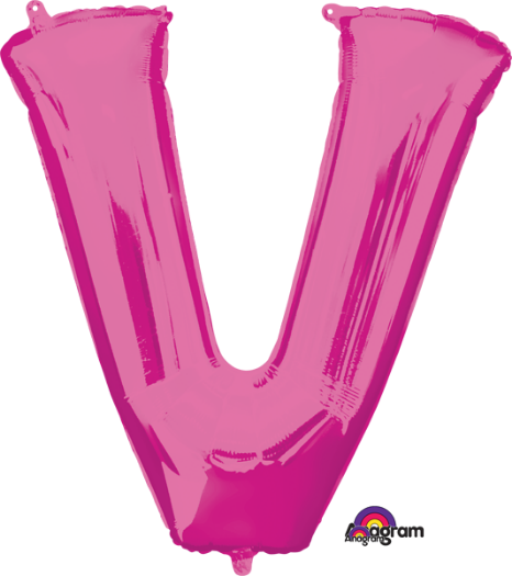 32-Inch Pink Letter V Balloon