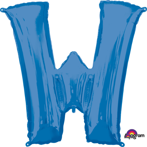Blue Letter W Balloon, 33 Inch