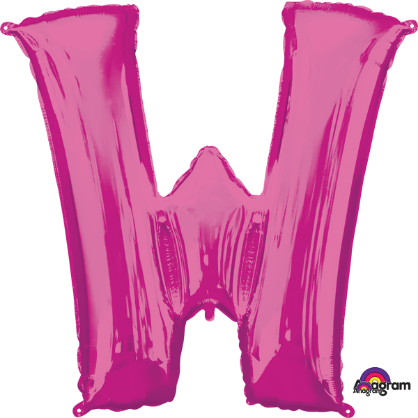 Pink Letter W Balloon, 33 Inch