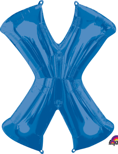 Blue Letter X Balloon, 35 Inch