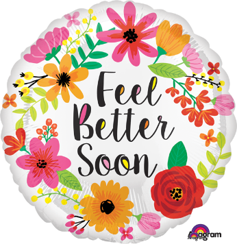 Feel Better Floral Wreath 18-Inch Foil Balloon