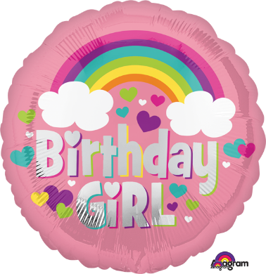 Birthday Girl Rainbow Fun 18" Round Foil Balloon