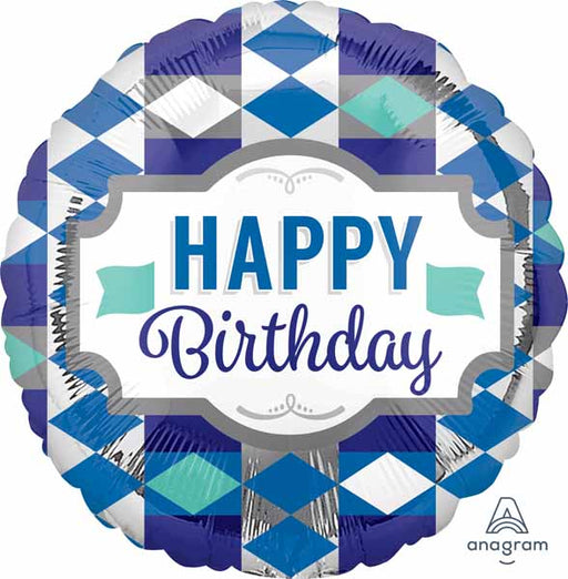 Happy Birthday Tie Pattern 18" Round Foil Balloon
