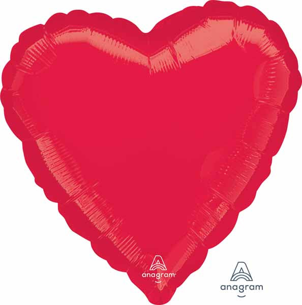Metallic Red Heart Foil Balloon, 28 Inch