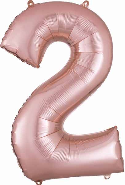 Rose Gold Number 2 Balloon, 34 Inch