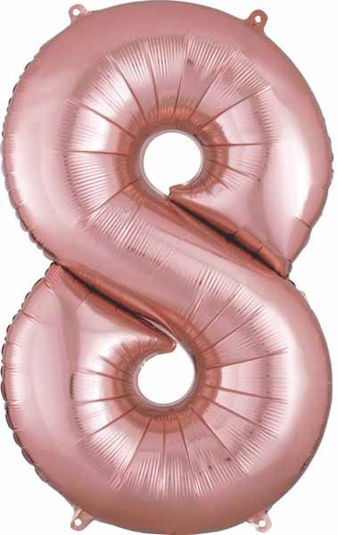 34 Inch Rose Gold Number 8 Balloon