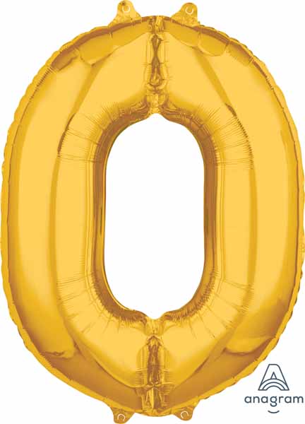 Gold Number 0 Balloon, 26 Inch
