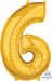 Gold Number 6 Balloon, 26 Inch