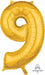 Gold Number 9 Balloon, 26 Inch