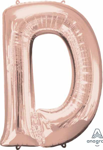 Rose Gold Letter D Balloon, 33 Inch