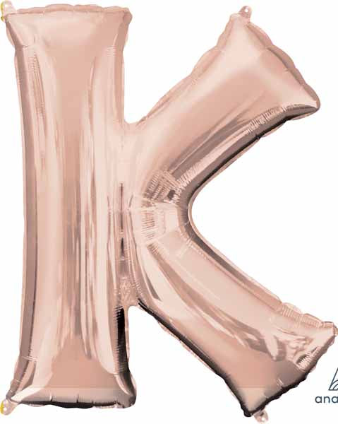 Rose Gold Letter K Balloon, 16 Inch