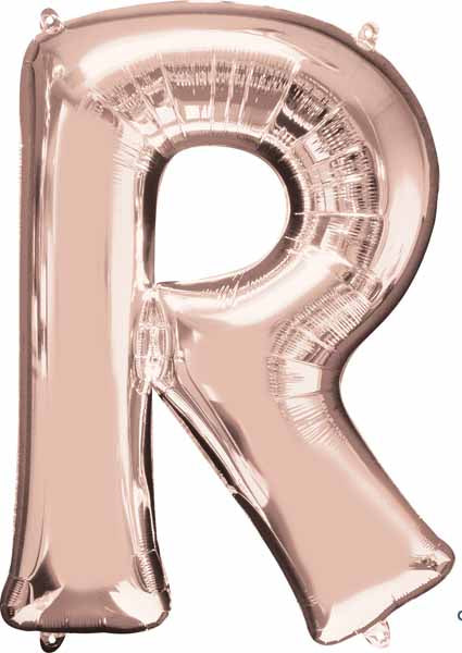 Rose Gold Letter R Balloon, 32 Inch