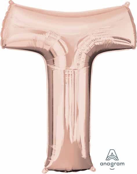 Rose Gold Letter T Balloon, 16 Inch