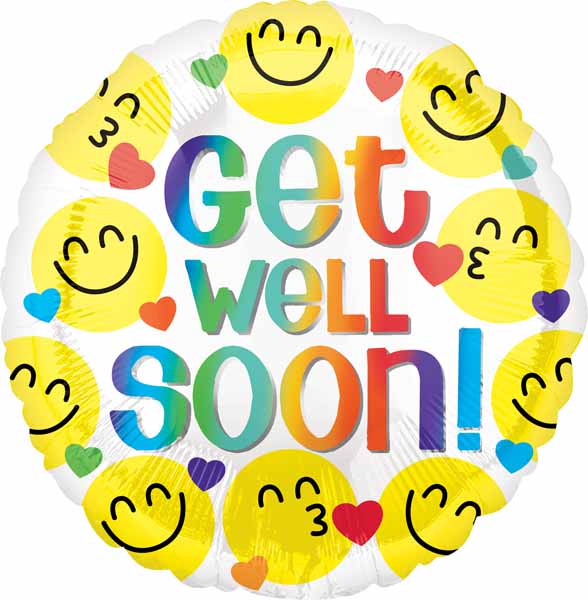 Get Well Emoticons 18-Inch Foil Balloon