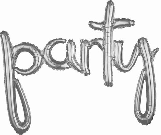 Silver "Party" Script Balloon