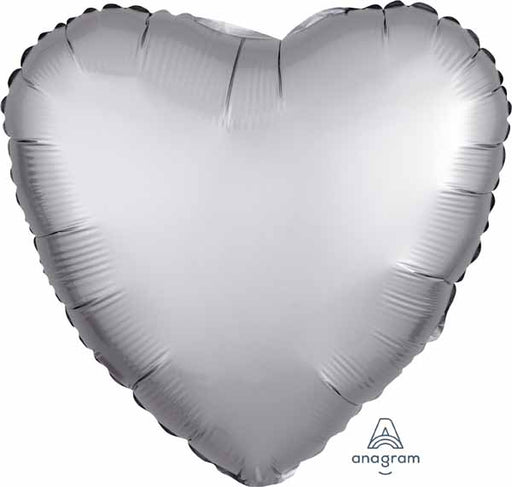 18" Platinum Satin Luxe Heart Foil Balloon