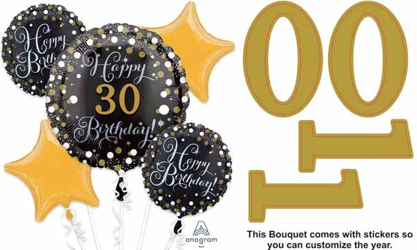 Sparkling Birthday Personalize It! Foil Balloon Bouquet