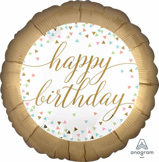 Pastel Confetti Birthday Round Foil Balloon, 18 Inch