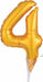 Gold Number 4 Balloon Cake Pick, 6 Inch