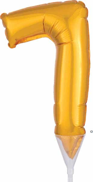 Gold Number 7 Balloon Cake Pick, 6 Inch
