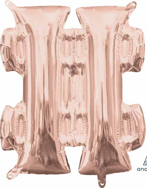 16 Inch Rose Gold Hashtag Symbol Balloon