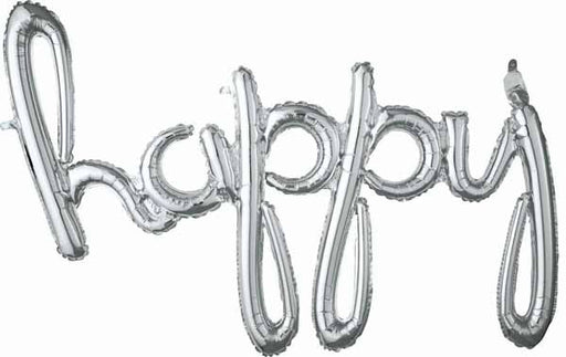 Silver Happy Script Balloon