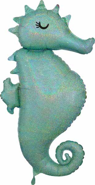 38-Inch Holographic Seahorse Foil Balloon