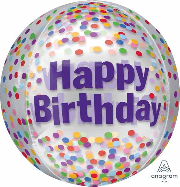 Happy Birthday Funfetti Orbz 16-Inch Foil Balloon
