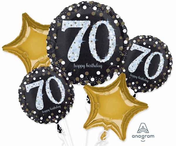 Sparkling 70th Birthday Foil Balloon Bouquet