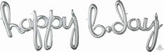 Silver Happy Bday Script Balloon