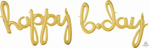 Gold Happy Bday Script Balloon