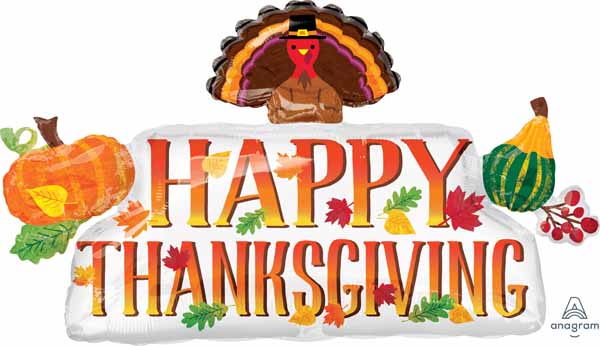 36-Inch Thanksgiving Banner Shaped Foil Balloon