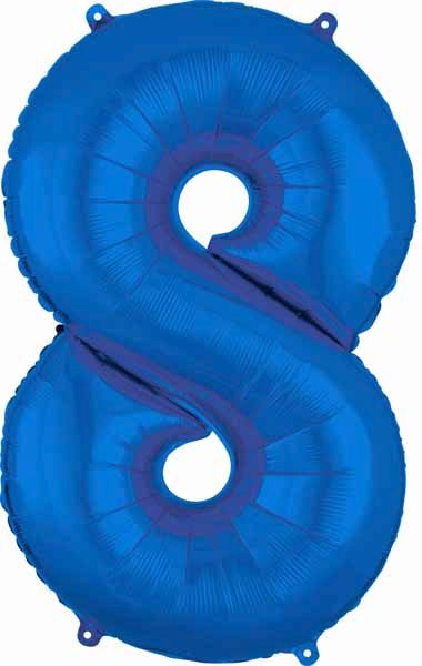 Blue Number 8 Balloon, 16 Inch