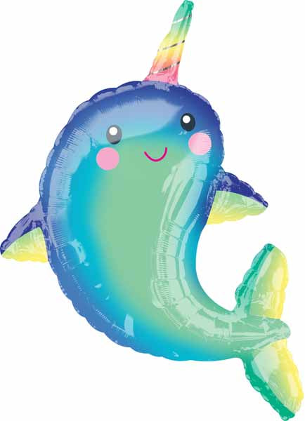 Happy Narwhal 39-Inch Shaped Foil Balloon