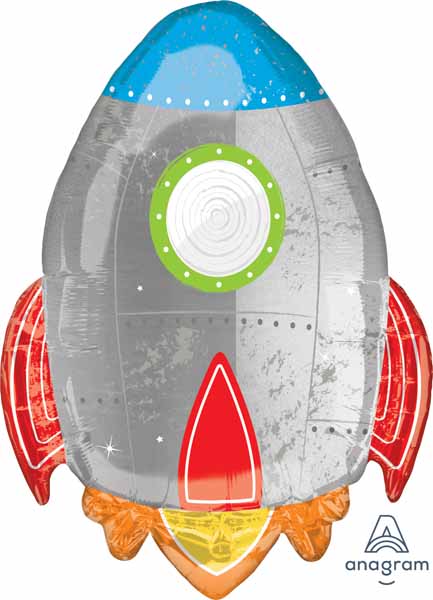 Blast Off Birthday 29-Inch Shaped Foil Balloon