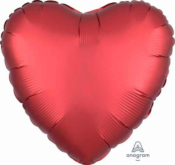Sangria Satin Luxe Heart Foil Balloon, 18 Inch