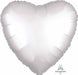 White Satin Heart Foil Balloon, 18 Inch