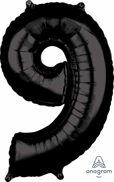 Black Number 9 Balloon, 26 Inch