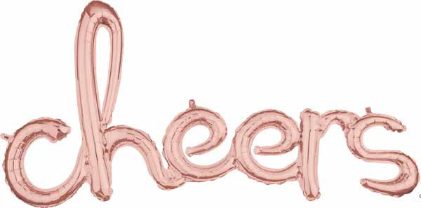 Cheers Rose Gold Script Balloon