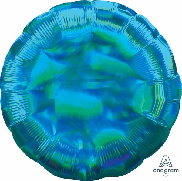 Iridescent Cyan Round Foil Balloon, 18 Inch