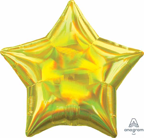 Iridescent Yellow Star Foil Balloon, 19 Inch
