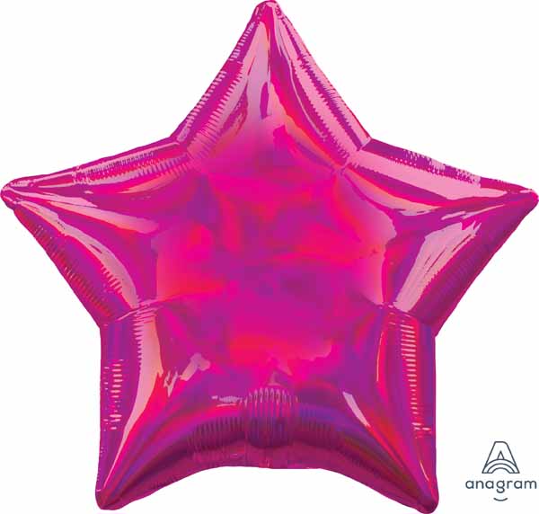 19" Iridescent Magenta Star Foil Balloon